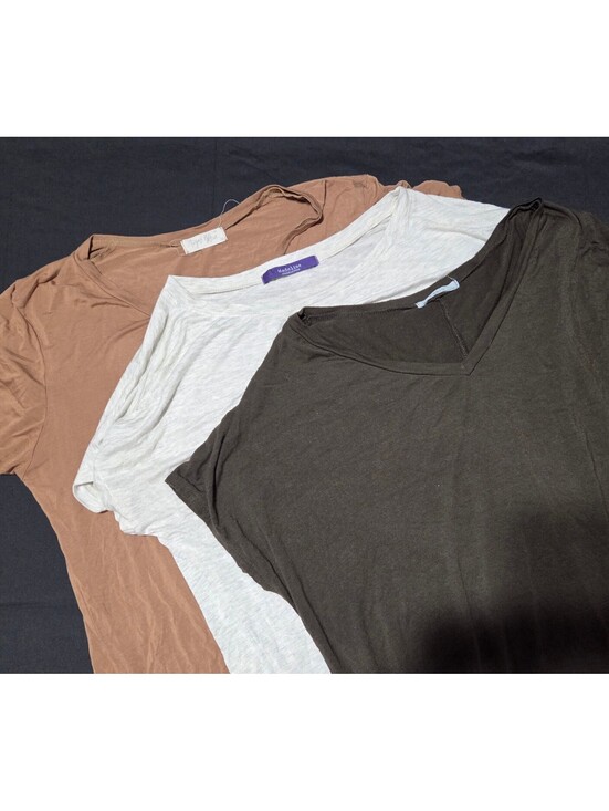 Tops - Set of 3 Women's Casual Relaxed Oversized Shirts Taupe Light Gray Olive Green, M